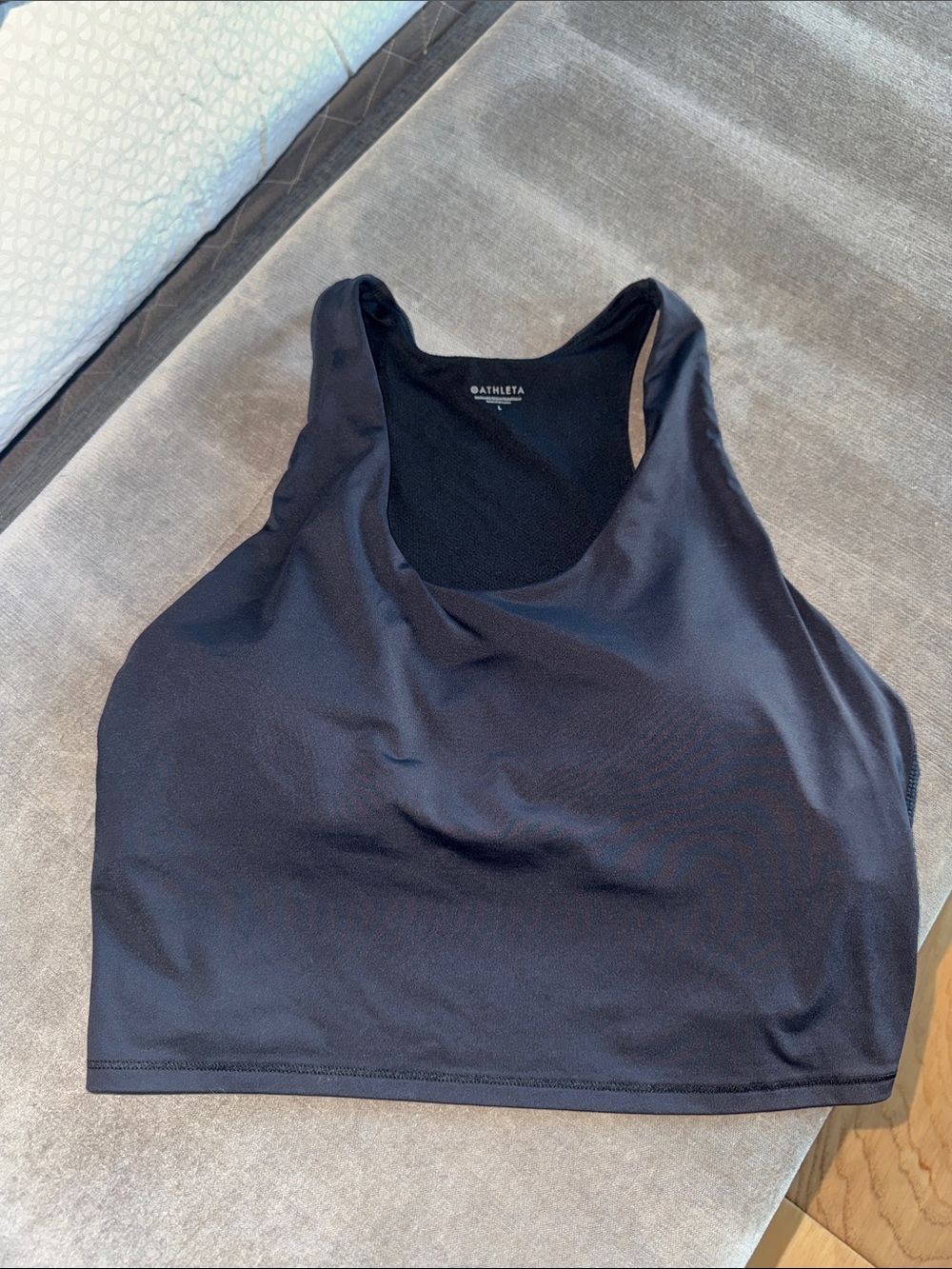 Athleta Black High-Neck Racerback Sports Bra